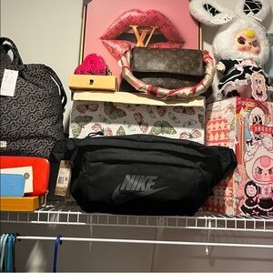Nike Black and Gray Waist Bag